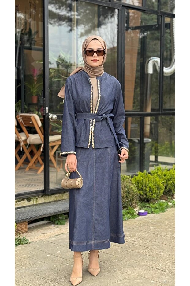 Skirted Denim Suit 2t078
