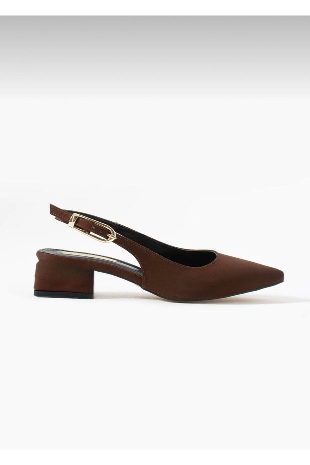 Women's Bitter Brown Strappy New Season Short Heeled Ballerina Shoes