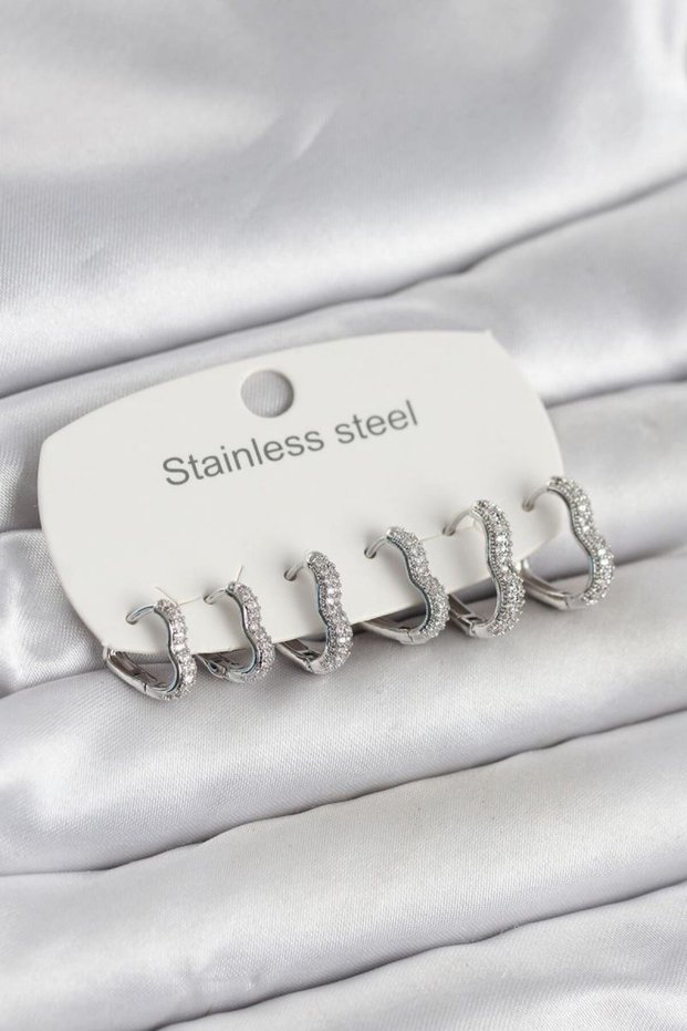 316L Steel Silver Color 6 Piece Set Heart Form Women Earrings