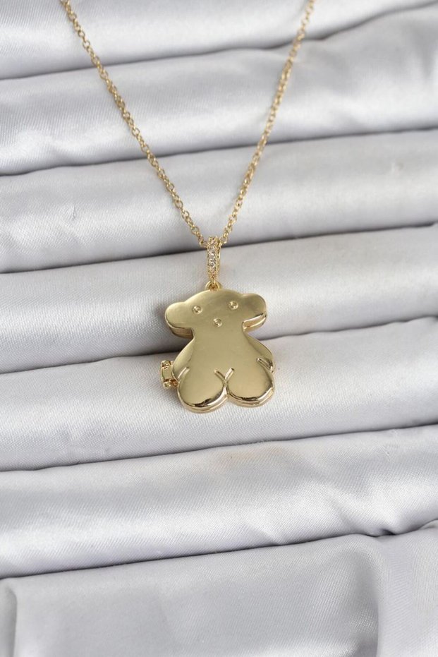 316L Steel Chain Gold Color Teddy Bear Model Openable Women's Necklace