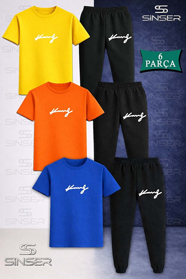 Children's King Imza White 3L T-Shirt Tracksuit Set