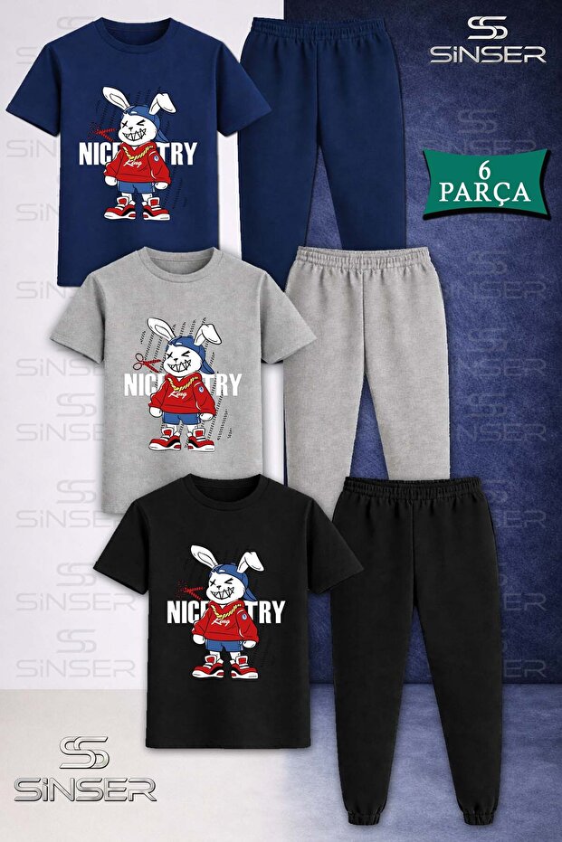 Children's Tavsan Nice Makas 3-Piece T-Shirt Tracksuit Set