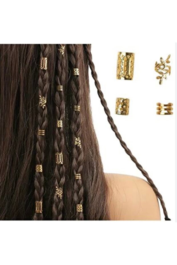 suprizegift Bohem Saç Halkası Saç Küpesi Yapraklı Model Seti 10 Lu Hair Charms