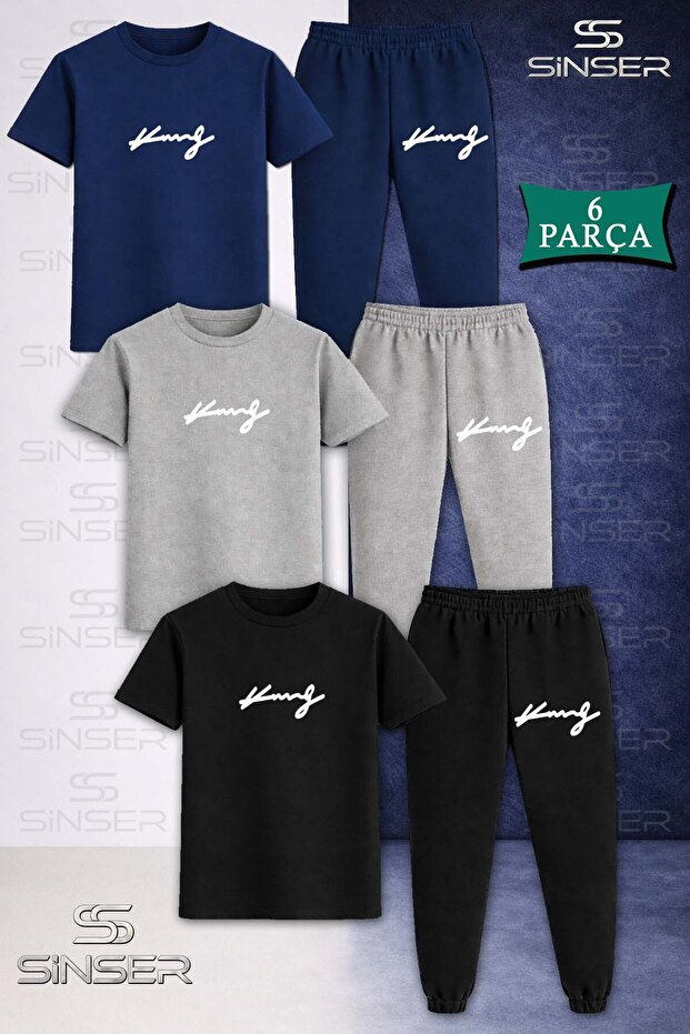 Children's King Imza White 3L T-Shirt Tracksuit Set