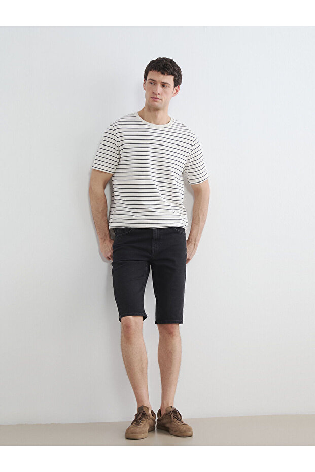 Nevavm Super Skinny Fit Men's Jean Shorts with Difference