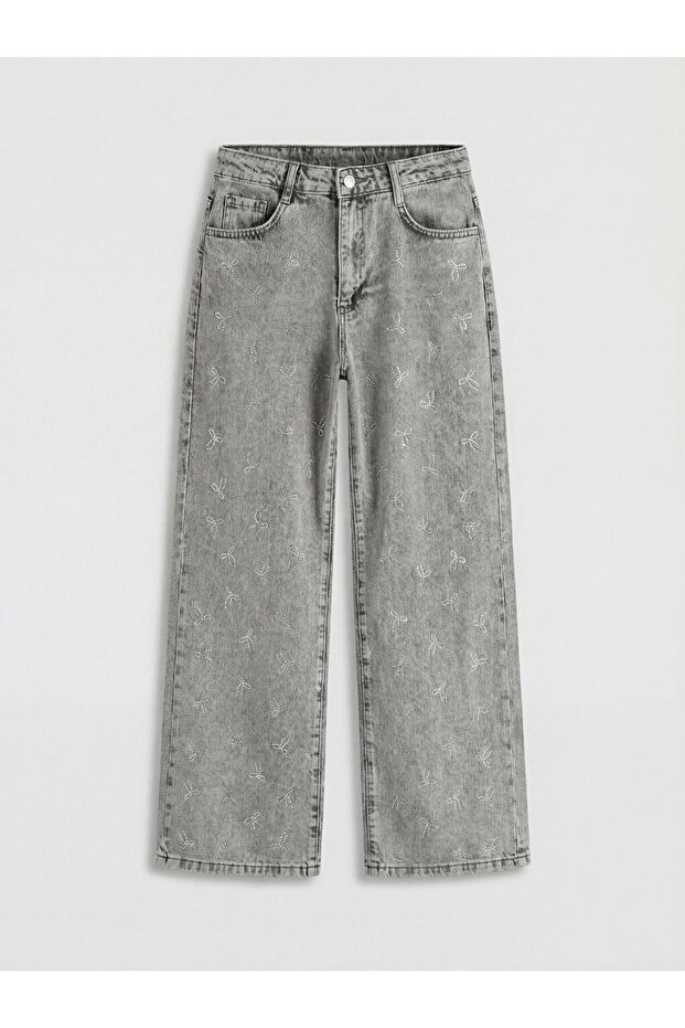 Wideleg Stoned Girl's Jean Trousers