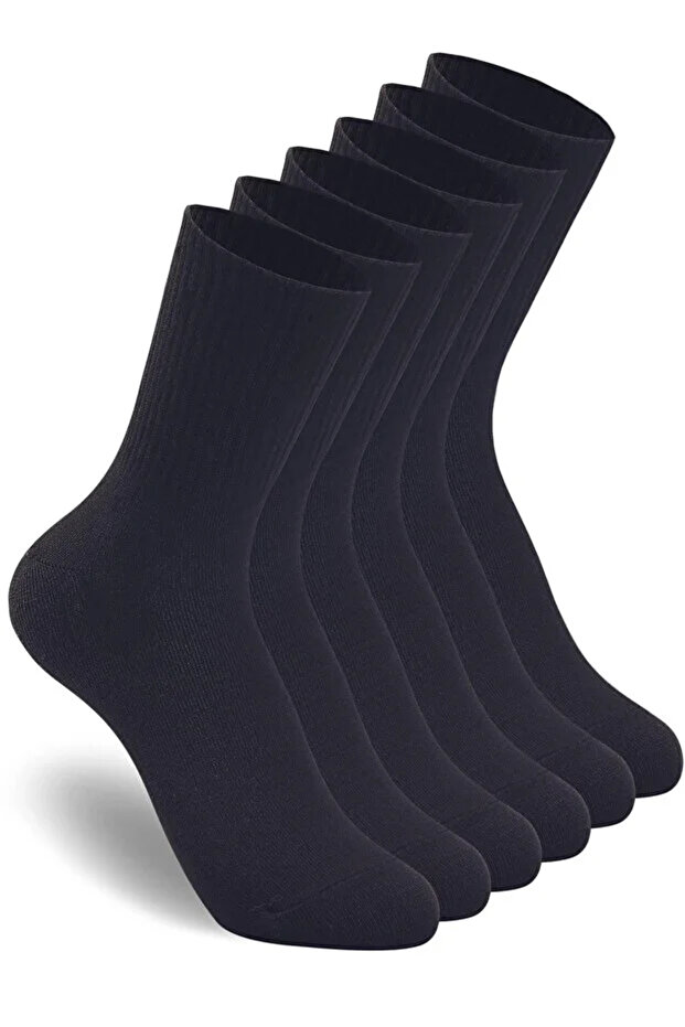 6 Pairs of Black Tennis Socks – Pack of Cotton , Durable, Unisex