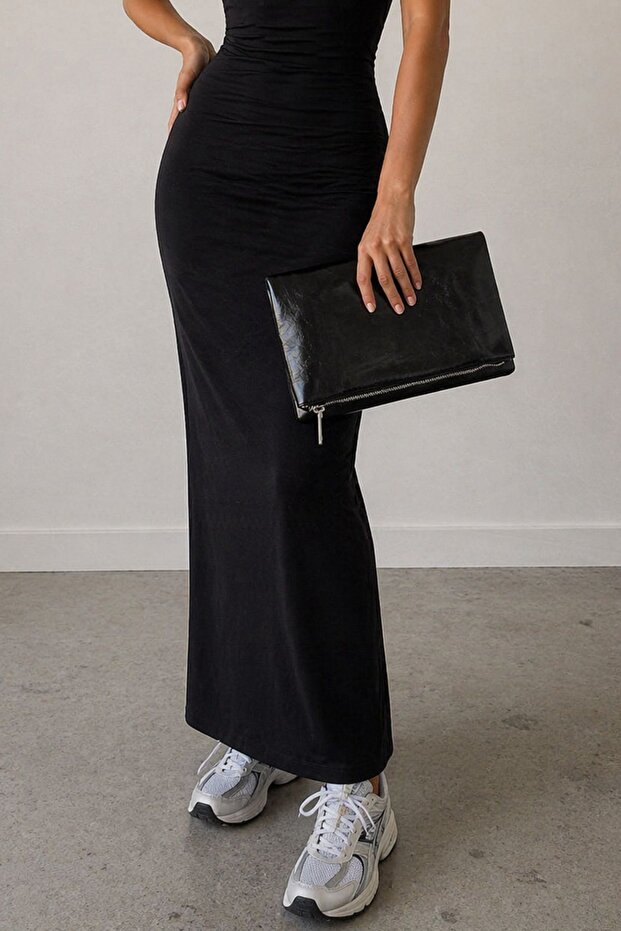 Black Wrinkled Skin Women's Bag