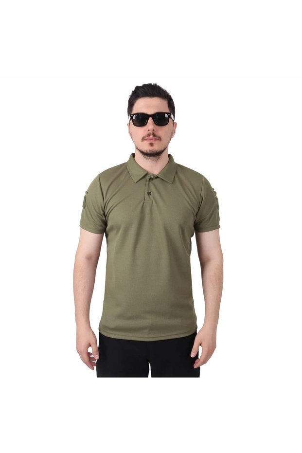 Khaki Lacost Polo Collar Tactical T-Shirt