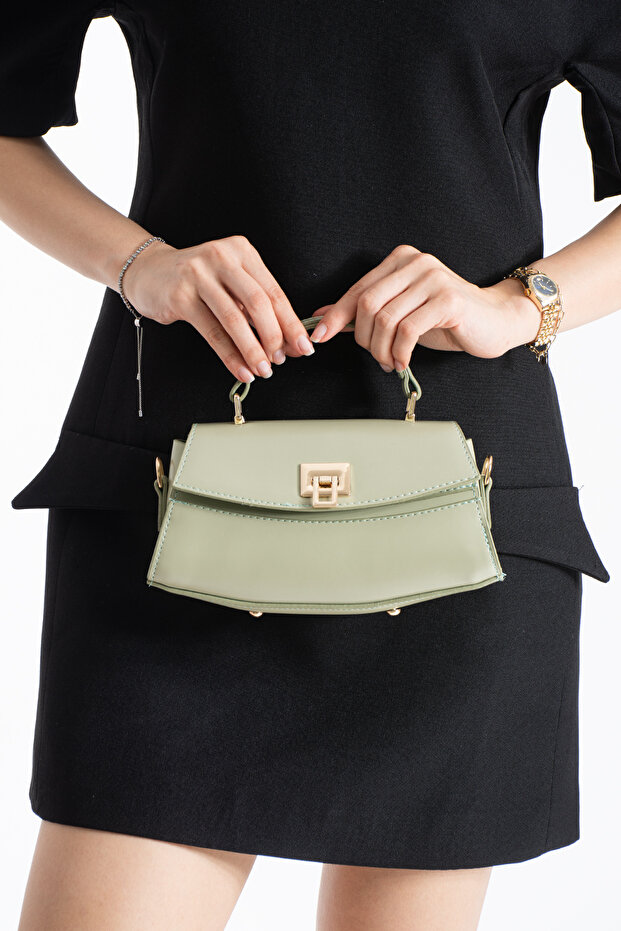 Nçs Green Lock Detailed Baguette Women's Crossbody Bag