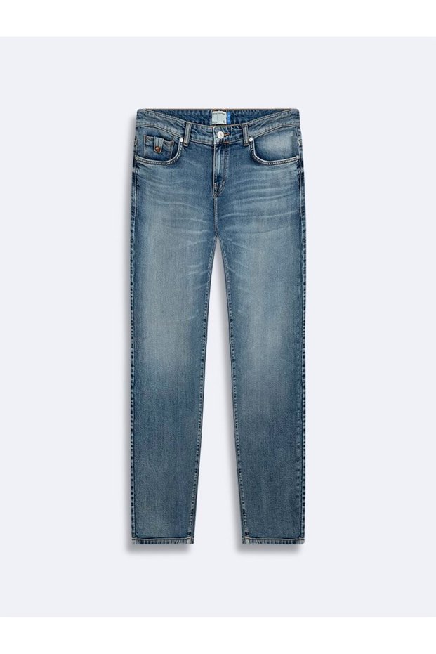 Joshua Narrow Leg Mid Waist Mid Indigo Jean Pants