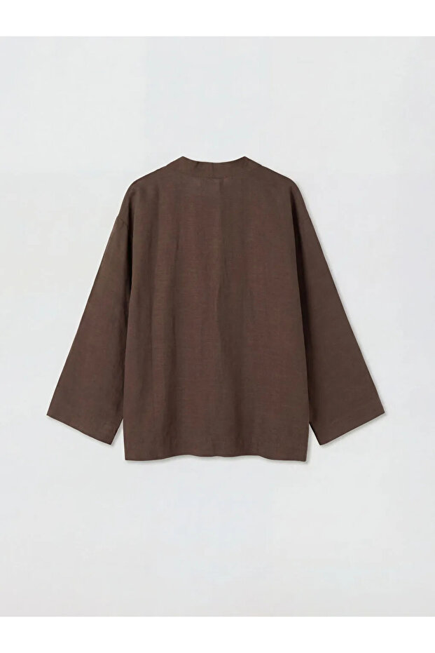 Brown V-Neck Women's Kimono