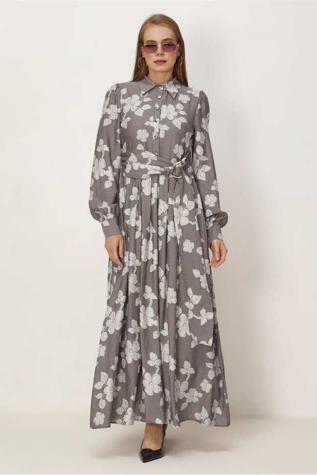 Belted Jacquard Dress 46591