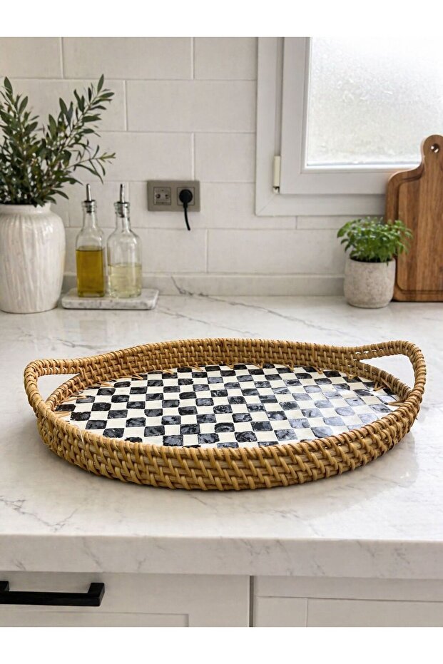 Checkered Oval Tray - 5