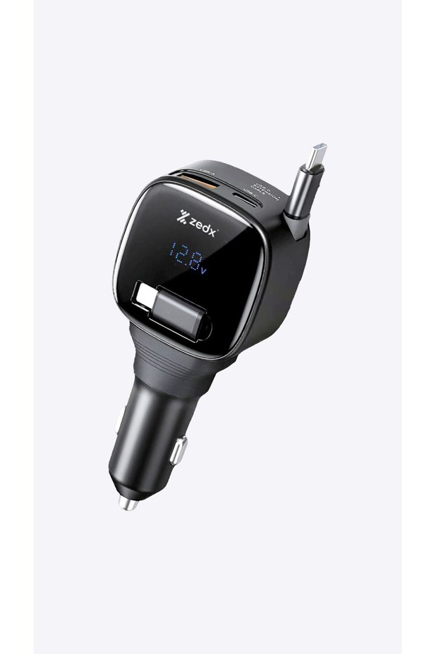 CR300 95W Retractable Car Charger, Built-in Type-C Cable, USB-A + USB-C Fast Charging Car Adapter, PD Quick Charge Car Phone Charger for iPhone 15/14/13, Samsung, iPad, Tablets & More