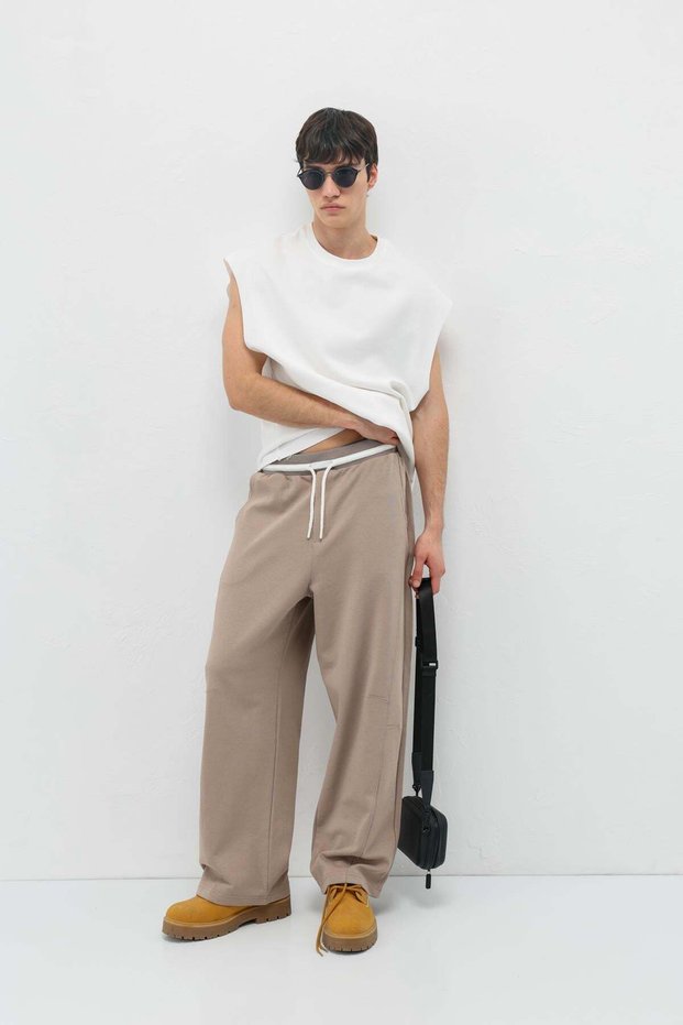 Lace-Up Baggy Fit Sweatpants Mink