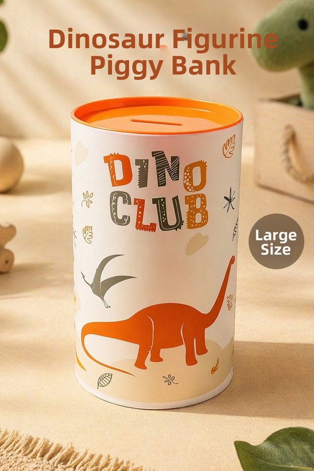 Large Dinosaur Figured Piggy Bank - Hard Plastic Children's Piggy Bank with Openable Lid