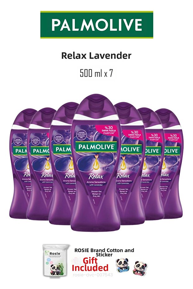 7 Pieces Relax Lavander 500 ml Shower Gel and Rosie