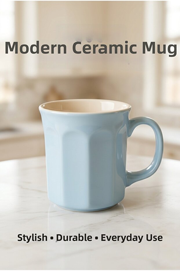 Pastel Blue Ceramic Mug 270 ml – Modern Design Coffee & Tea Cup