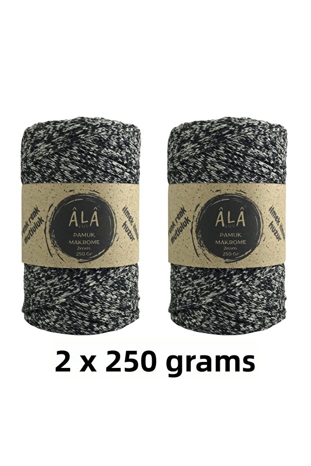 2 Pieces of Cotton Cotton Macrame Cord 2mm Chain Macrame Bag Cord 250 Grams 2 X 250 Gr (Total 500 Grams)