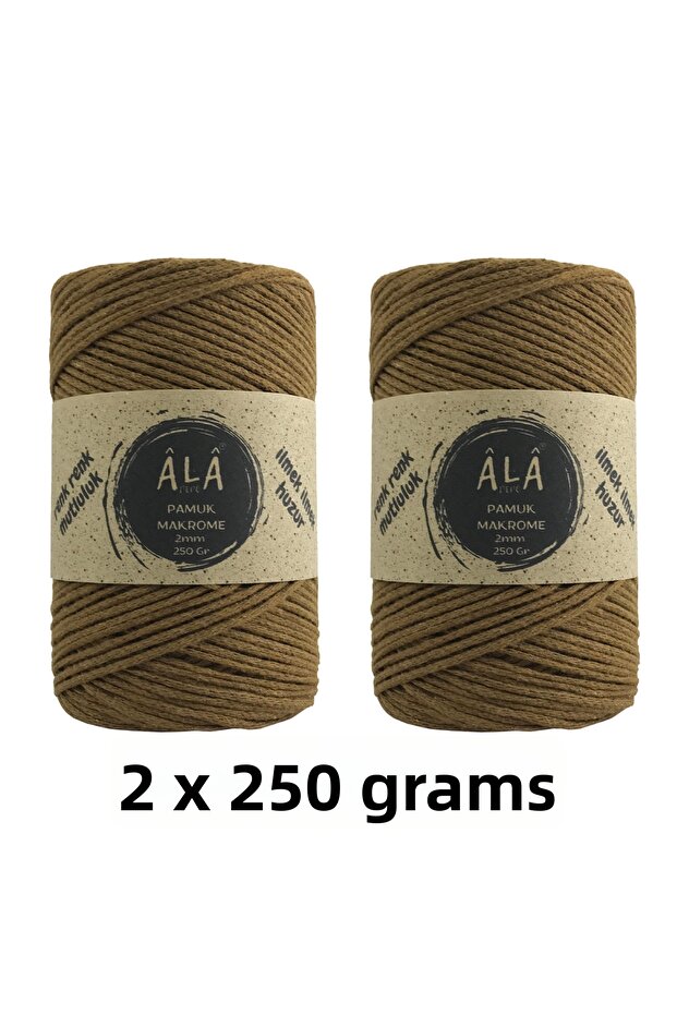 2 Pieces of Cotton Cotton Macrame Cord 2mm Chain Macrame Bag Cord 250 Grams 2 X 250 Gr (Total 500 Grams)