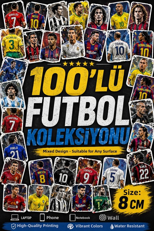 100-Piece Football Sticker Set – Legendary Football Players Mixed Collection Laptop Phone Sticker