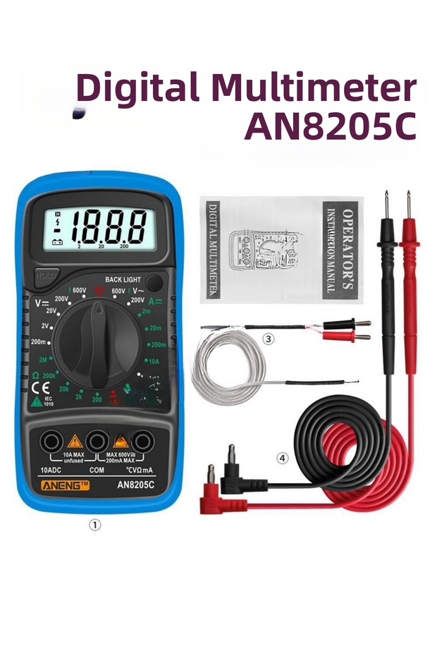 AN8205C مقياس رقمي متعدد الوظائف (أزرق)