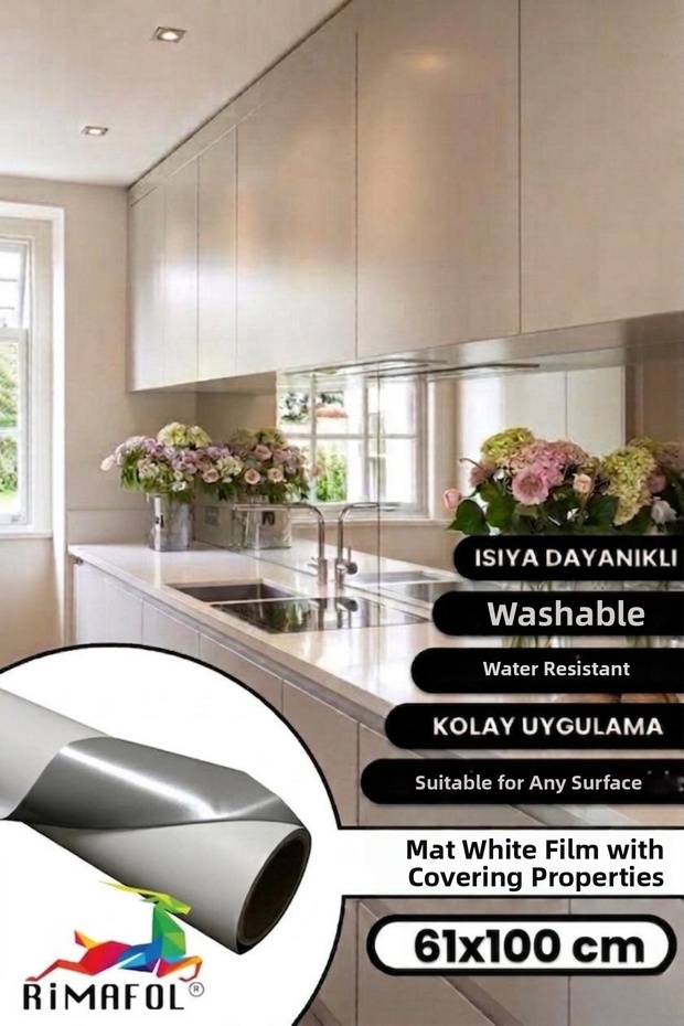 Matte White Furniture and Cabinet Covering Foil with Covering Features