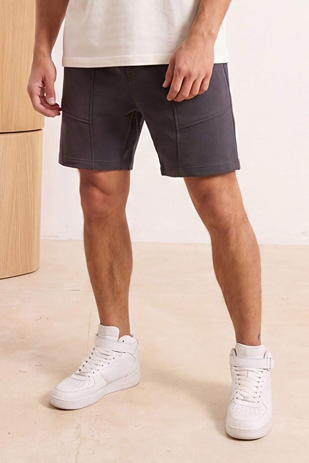 Füme Regular Fit Parça Dikişli Örme Şort & Bermuda TMNSS26SR00020 - 3