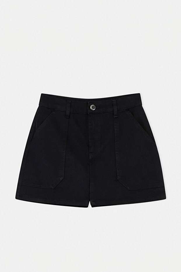 Siyah AZ ESNEK Yüksek Bel Denim Şort Etek TWOSS26SR00124 - 6