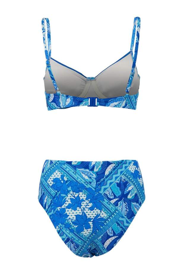 Şal Desenli Balconette Yüksek Bel Regular Bikini Takımı TBESS25BT00142 - 5