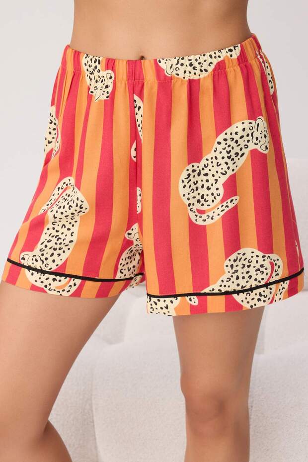 Çok Renkli Animal Shally Dokuma Pijama Takımı THMSS26PT00136 - 3