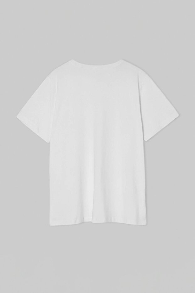 Kahverengi-Beyaz-Mavi 3'lü Paket Oversize Basic Büyük Beden T-shirt TBBSS26BF00025 - 10