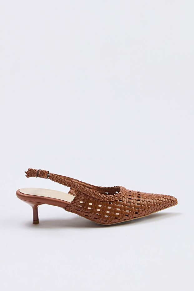 Camel Örgü 4 cm Kadın Klasik Topuklu Ayakkabı TAKSS26TO00050 - 1