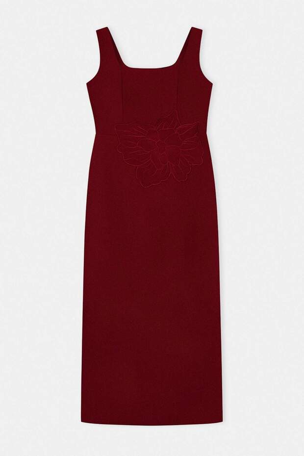Bordo Finike Dokuma Büyük Beden Elbise TBBSS26AH00002 - 4