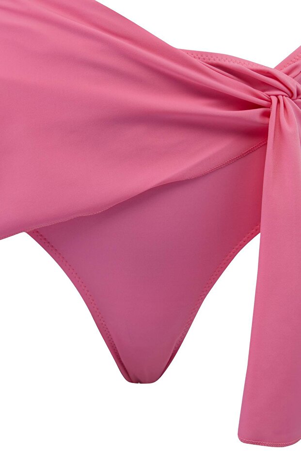 Pembe Normal Bel Yırtmaç Detaylı Etek Bikini Altı TBESS26BA00002 - 6
