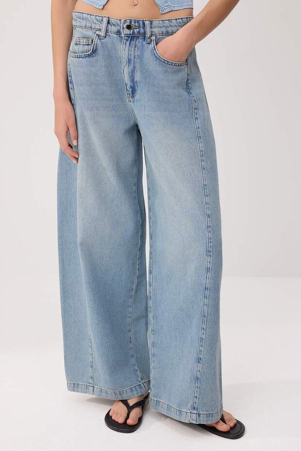 Mavi Dikiş Detaylı Yüksek Bel Wide Leg Jeans TWOSS26JE00318 - 4