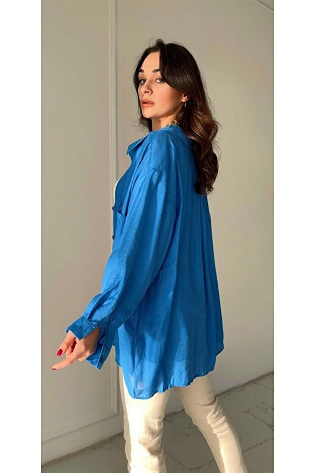 Off-Shoulder Summer Fabric Oversize Shirt - 2