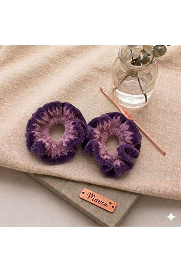 Knitted Velvet Bun Hair Clip 2 Pieces