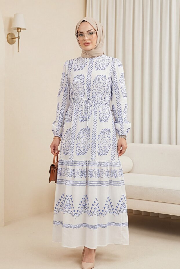 Long Dress with Tunnel Drawstring