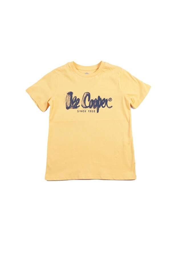Drawinglogo Boys' 100% Cotton O-Neck T-Shirt Yellow