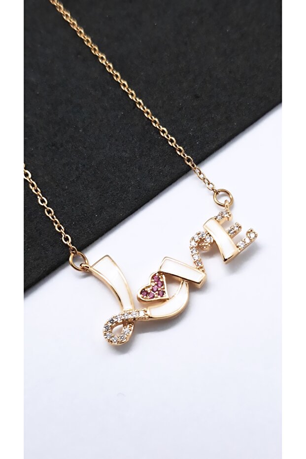 Love Written Heart Motif Steel Necklace
