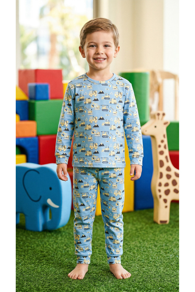 Long Sleeve Patterned Children's Pajama Set # Printed Children's Pajama Set # Laundry Room # Dozerdesenlipijama