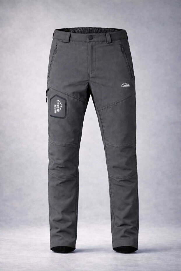Men's Smoked Winter Fleece-Lined Water and Wind Resistant Outdoor Softshell Tactical Pants