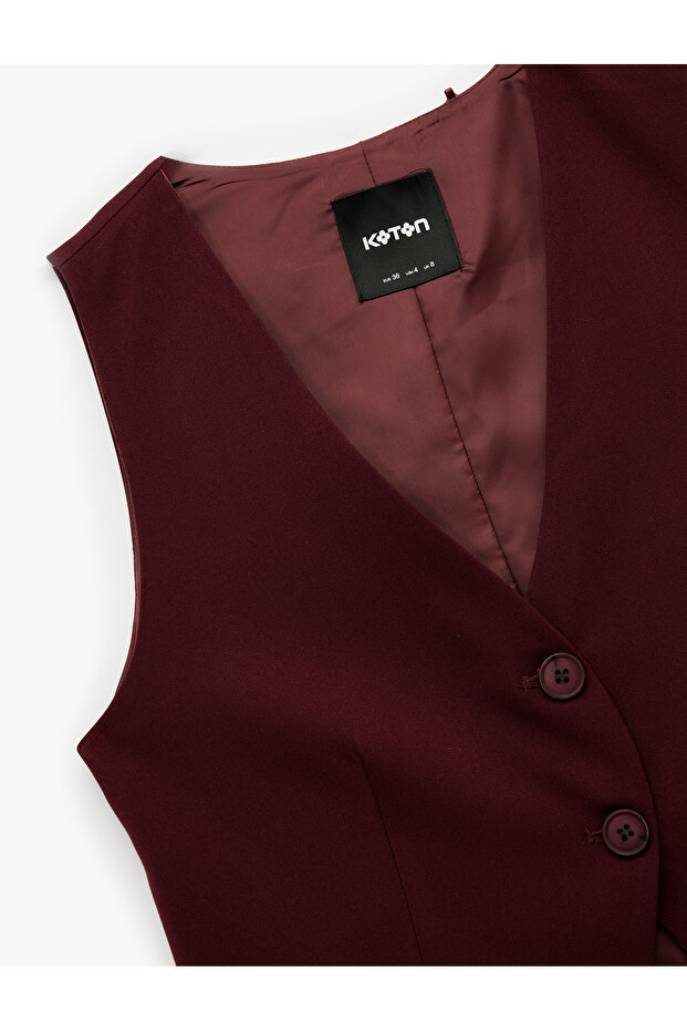 V-Neck Buttoned Blazer Vest - 5