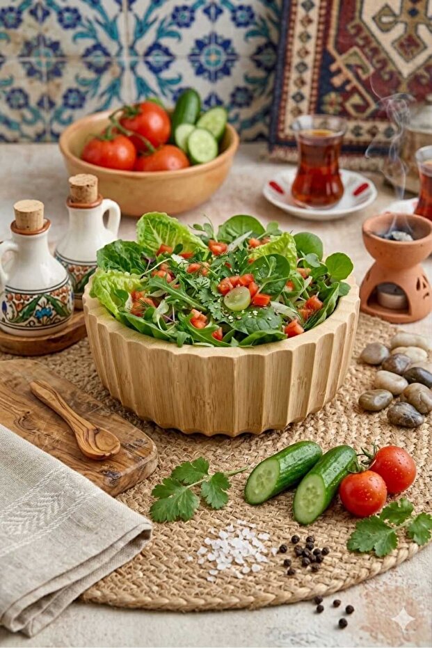 وعاء دائري من الخيزران مقاس 22 سم bmb132