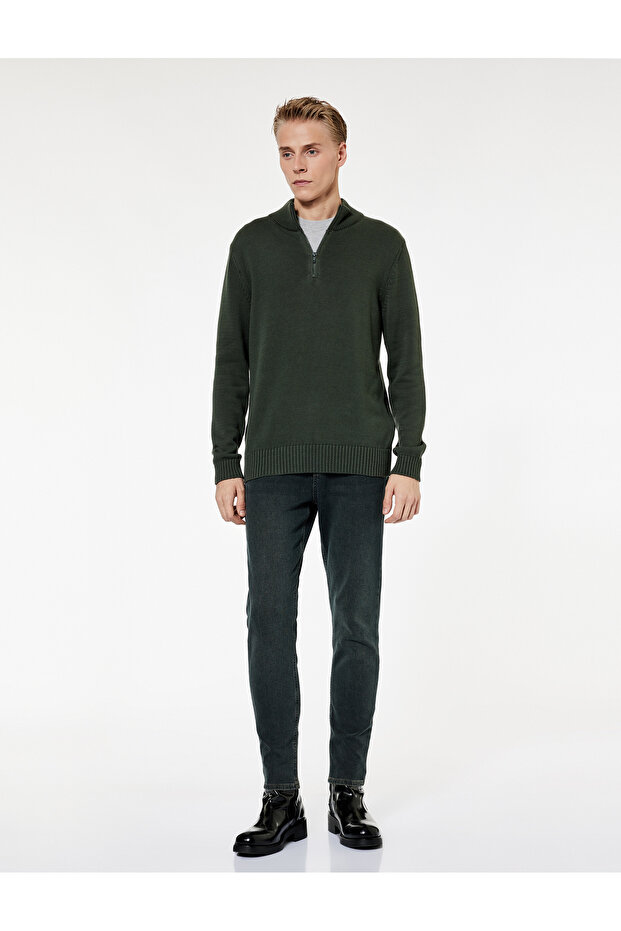 Cotton Long Sleeve Half Zip Knitwear Sweater