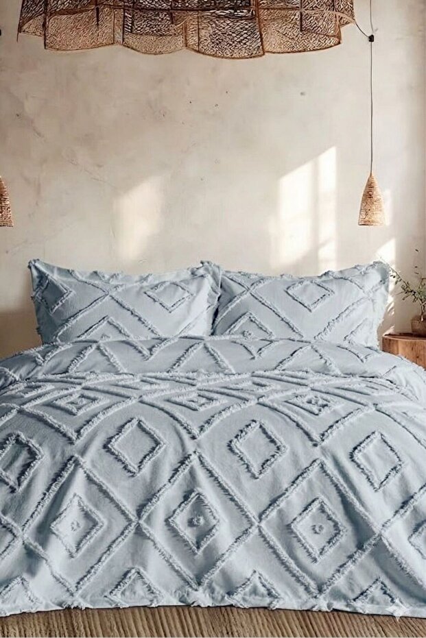 Scandinavian Gray Double Bedspread 240 X 250 cm and 2 Pillows