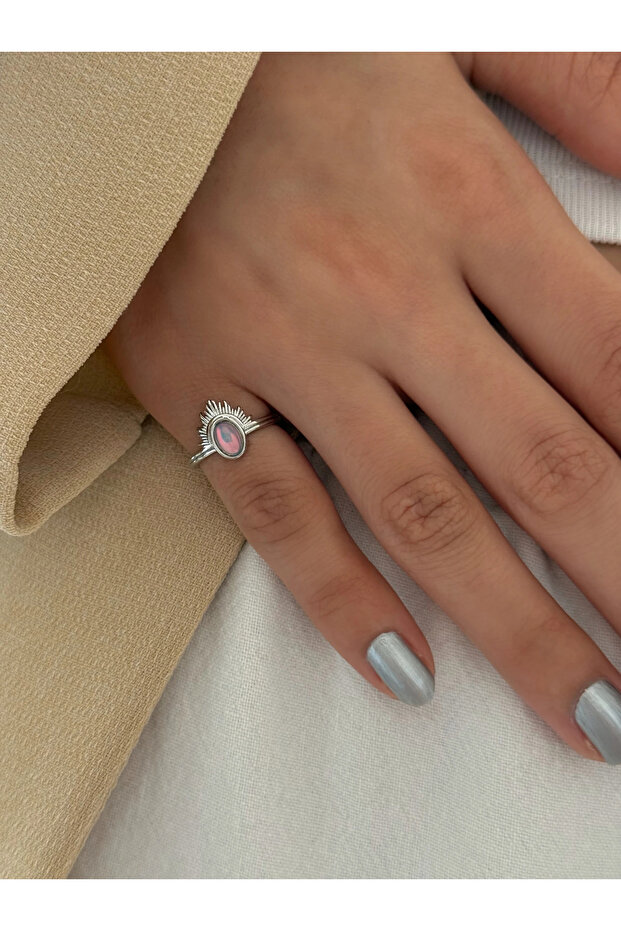 Steel Silver Hologram Pinky Finger Ring