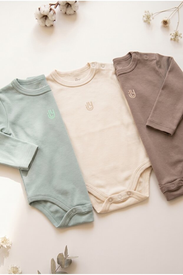 100% Cotton Triple Bodysuit with Snap Fasteners Baby Long Sleeve Newborn Children Unisex